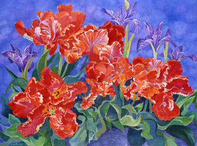Mattie's Parrot Tulips oil on canvas